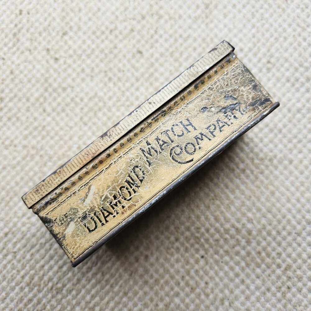 Antique Diamond Match Company Mayo Torch Great Graphics Vintage Tin Box 1900s - Picture 2 of 5
